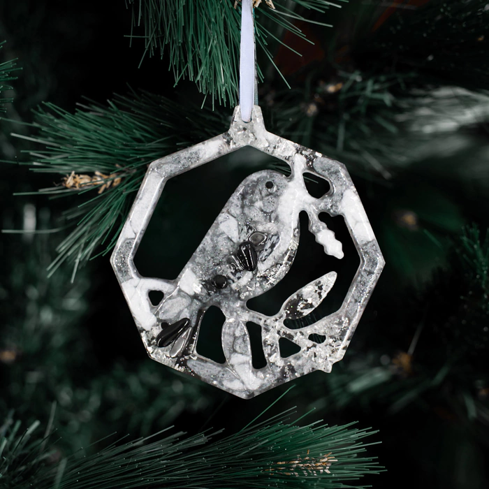 Christmas tree toy with rock crystal "Bullfinch" from the Stories collection